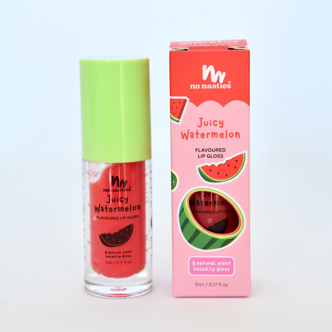 no nasties natural kids lip gloss wands in juicy watermelon