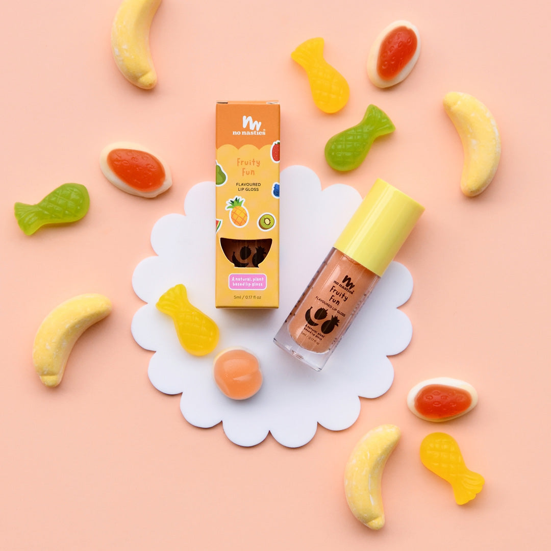no nasties natural kids lip gloss wands in fruity fun