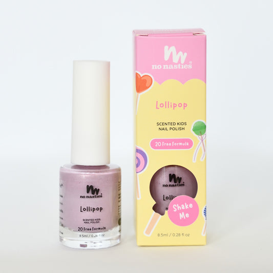 no nasties scented kids nail polish lollipop in candy ice pink