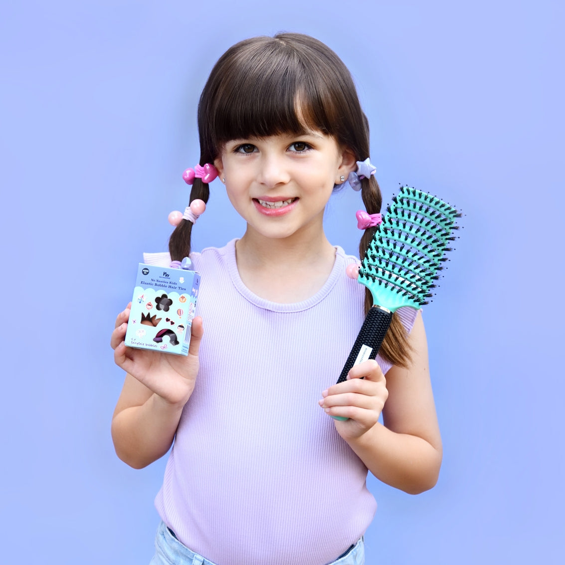 no nasties kids detangler hair brush in aqua