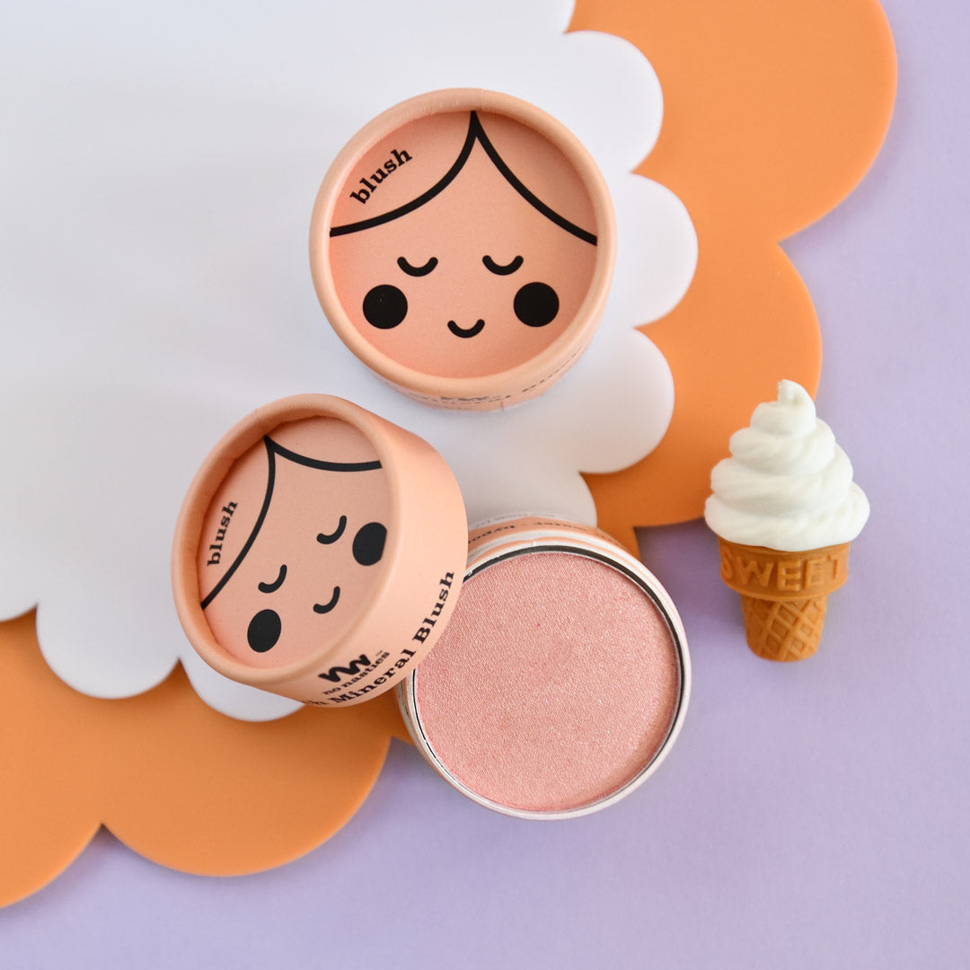 no nasties kids eco natural pressed powder blush in peach