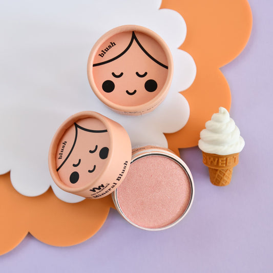 no nasties kids eco natural pressed powder blush in peach