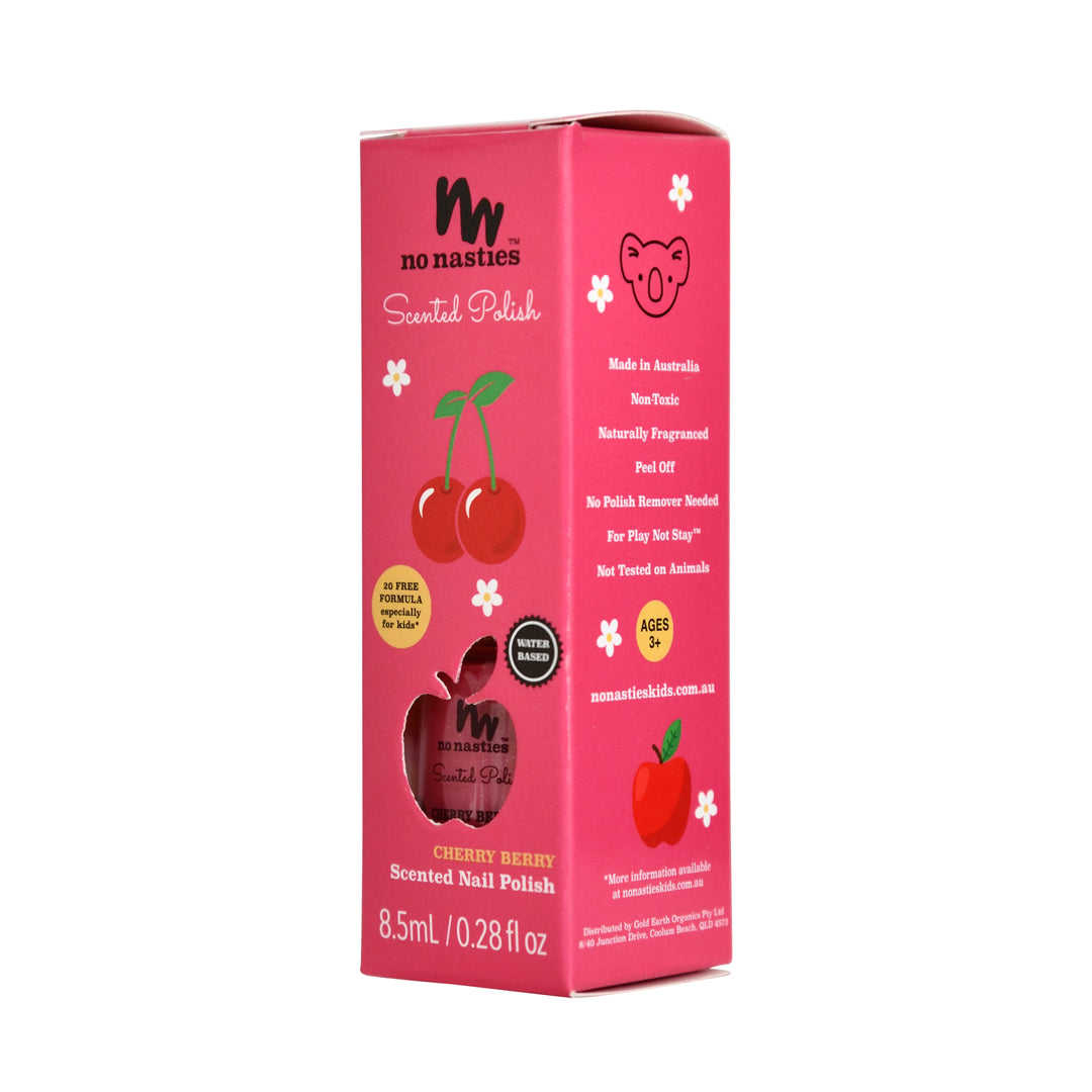 no nasties kids cherry berry nail polish in bright pink (scented) [NEW]