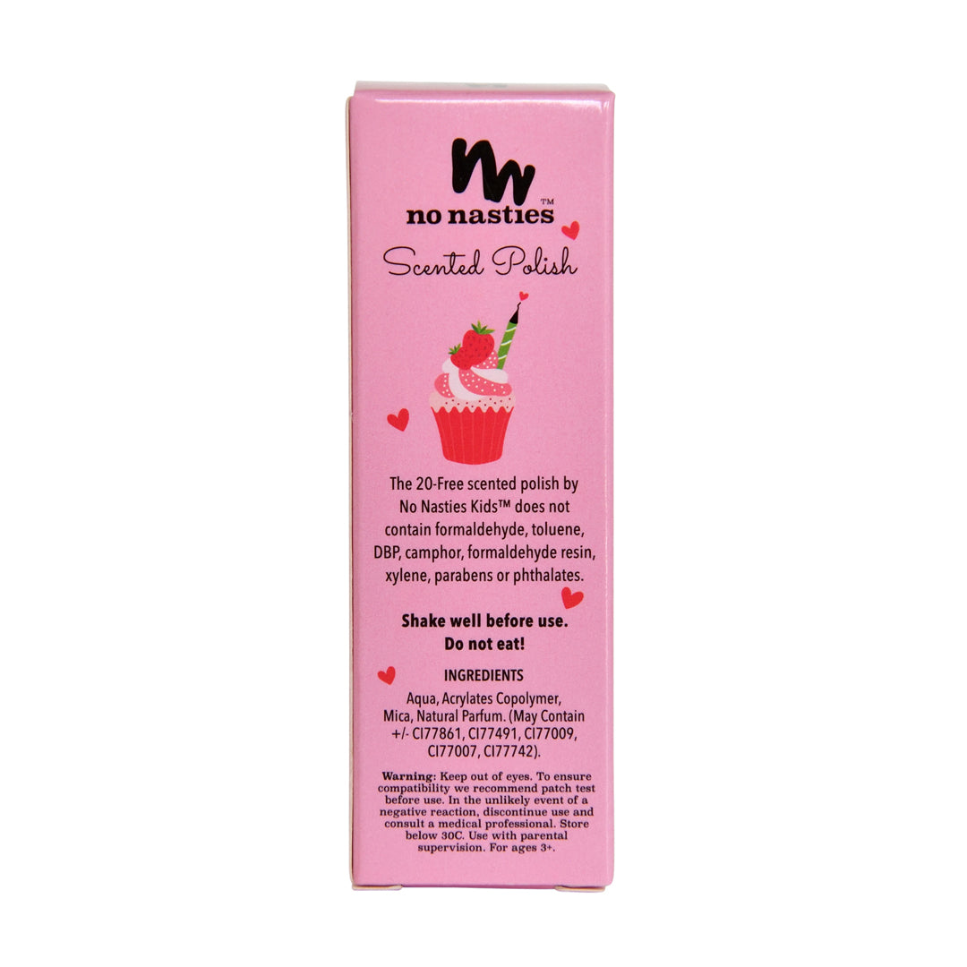 no nasties kids strawberry cupcake nail polish in pastel pink (scented)