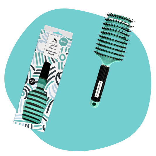 no nasties kids detangler hair brush in aqua