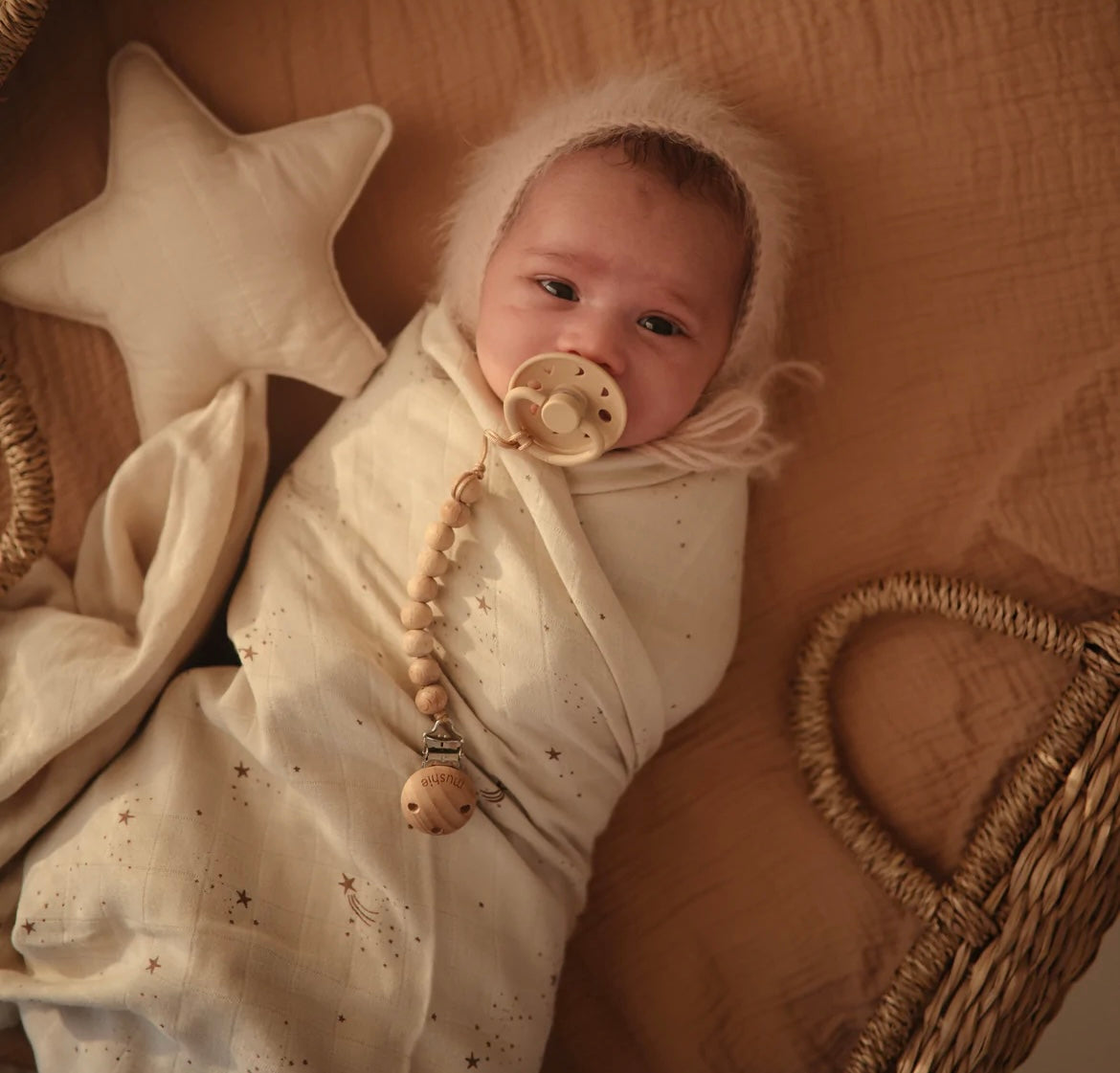 mushie organic cotton swaddle