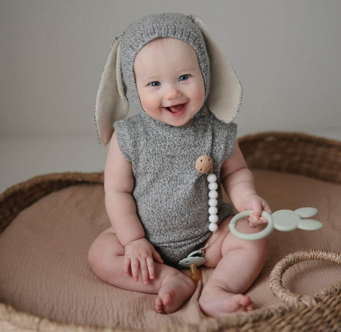 mushie bunny sage teether